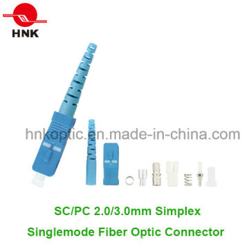 Sc PC 3.0mm Simplex Singlemode Fiber Optic Connector